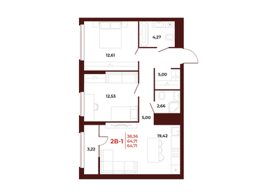 67 м², 3-комнатная квартира 5 290 000 ₽ - изображение 74