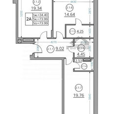 Квартира 73,8 м², 2-комнатная - изображение 1