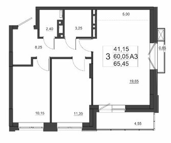 Квартира 65,5 м², 3-комнатная - изображение 1