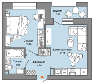 Квартира 40 м², 2-комнатная - изображение 1