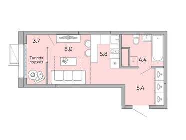 Квартира 27,3 м², студия - изображение 1