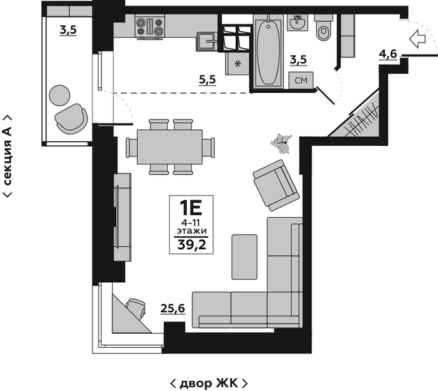 39,2 м², 1-комнатная квартира 5 500 000 ₽ - изображение 1