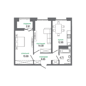 57,4 м², 2-комнатная квартира 8 265 030 ₽ - изображение 25