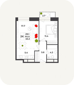 44,5 м², 2-комнатная квартира 8 828 279 ₽ - изображение 14