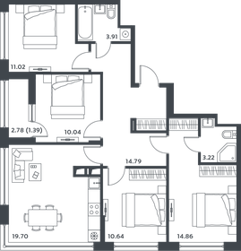 Квартира 89,6 м², 4-комнатная - изображение 1