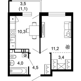 34,5 м², 1-комнатная квартира 16 939 500 ₽ - изображение 29