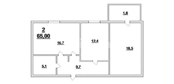 Квартира 65 м², 2-комнатная - изображение 1