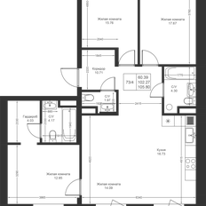 Квартира 105,8 м², 4-комнатная - изображение 2