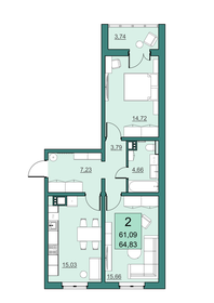 54,4 м², 2-комнатная квартира 4 780 000 ₽ - изображение 77