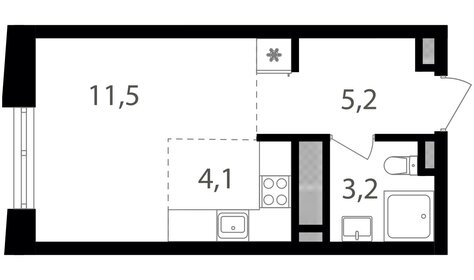 Квартира 24 м², студия - изображение 1