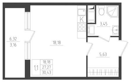 30,3 м², квартира-студия 5 019 615 ₽ - изображение 42