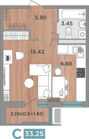 Квартира 33,3 м², студия - изображение 1