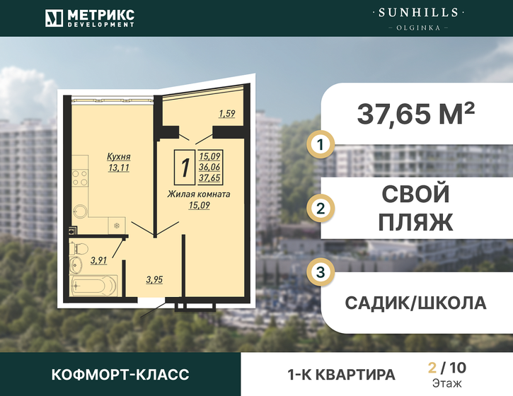 37,7 м², 1-комнатная квартира 10 353 976 ₽ - изображение 44