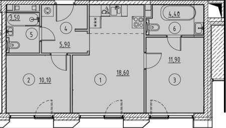 Квартира 55 м², 2-комнатные - изображение 1