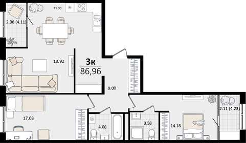 122,9 м², 4-комнатная квартира 21 500 000 ₽ - изображение 96