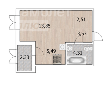 Квартира 29 м², студия - изображение 1