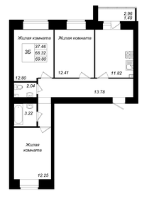 Квартира 69,8 м², 3-комнатная - изображение 1