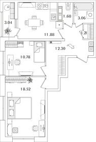 Квартира 61 м², 2-комнатная - изображение 1