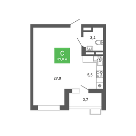 39,7 м², квартира-студия 4 882 534 ₽ - изображение 12