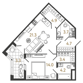 59,5 м², 1-комнатная квартира 24 910 000 ₽ - изображение 97