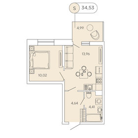 40,3 м², 1-комнатная квартира 5 549 999 ₽ - изображение 80