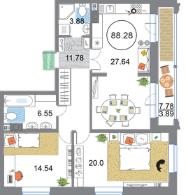 88,3 м², 2-комнатная квартира 24 709 572 ₽ - изображение 59