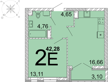 Квартира 40,6 м², 1-комнатная - изображение 1