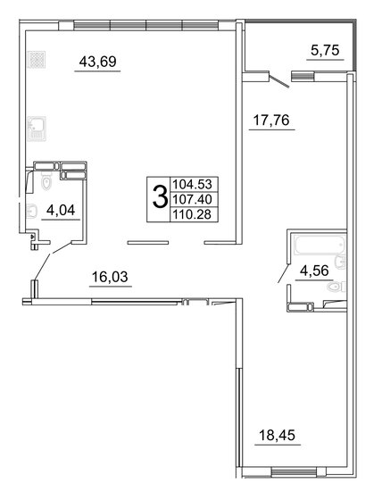 110,3 м², 3-комнатная квартира 13 120 000 ₽ - изображение 1
