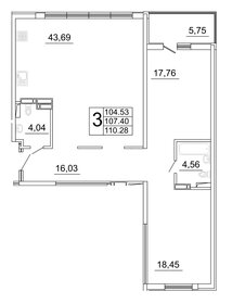 Квартира 110,3 м², 3-комнатная - изображение 1