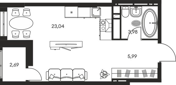 Квартира 36,3 м², студия - изображение 1