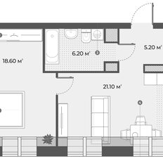 Квартира 51,1 м², 1-комнатная - изображение 2