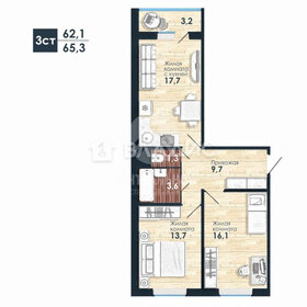 Квартира 62,1 м², 3-комнатная - изображение 1