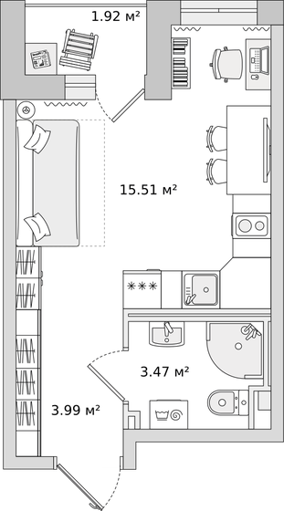 24,9 м², квартира-студия 3 970 307 ₽ - изображение 1