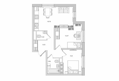 Квартира 57 м², 2-комнатная - изображение 1