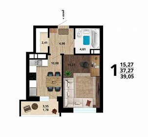 Квартира 39,1 м², 1-комнатная - изображение 1