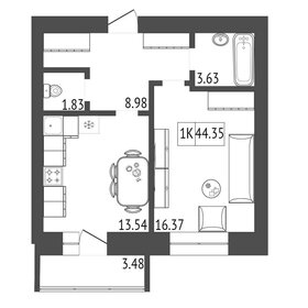 Квартира 45,4 м², 1-комнатная - изображение 2