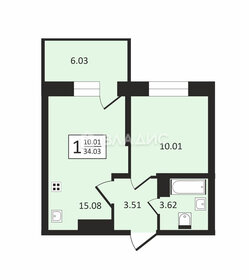 Квартира 38,3 м², 1-комнатная - изображение 1