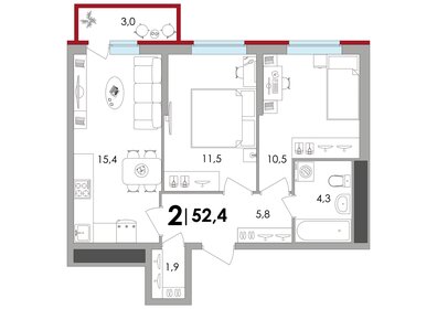 64,4 м², 2-комнатная квартира 8 500 000 ₽ - изображение 65