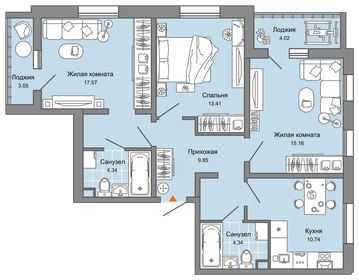 96,4 м², 3-комнатная квартира 7 150 000 ₽ - изображение 67