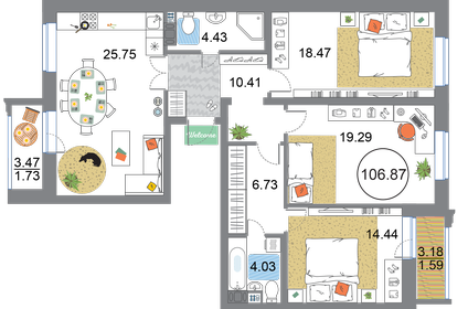 100,9 м², 3-комнатная квартира 31 057 020 ₽ - изображение 14