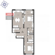 Квартира 73,3 м², 2-комнатная - изображение 1