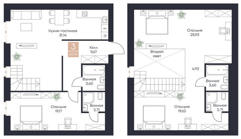 Квартира 123,1 м², 3-комнатная - изображение 1