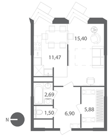 43,8 м², 1-комнатная квартира 6 093 760 ₽ - изображение 6