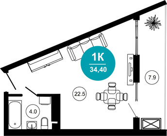35,1 м², 1-комнатные апартаменты 32 292 000 ₽ - изображение 8
