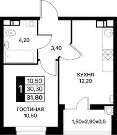 32 м², 1-комнатная квартира 4 528 000 ₽ - изображение 16