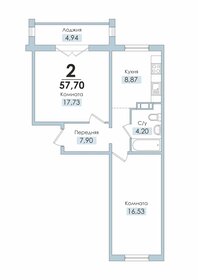 42 м², 2-комнатная квартира 3 595 515 ₽ - изображение 17