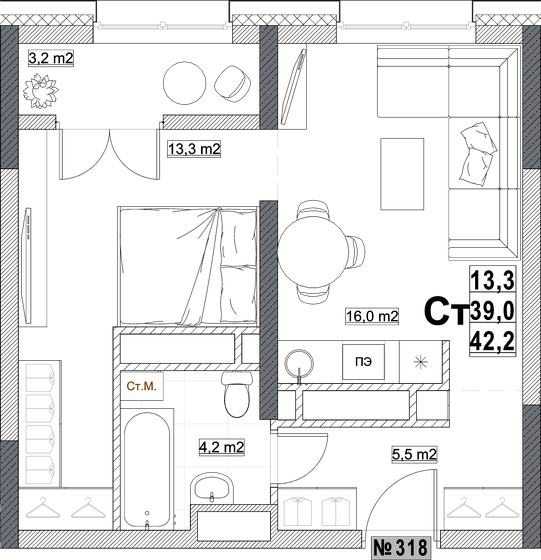 42,2 м², квартира-студия 10 508 059 ₽ - изображение 1