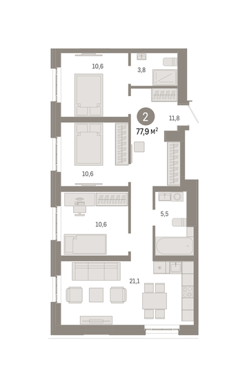 77,9 м², 3-комнатная квартира 22 660 000 ₽ - изображение 19