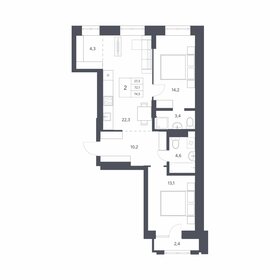 Квартира 72,1 м², 2-комнатная - изображение 1