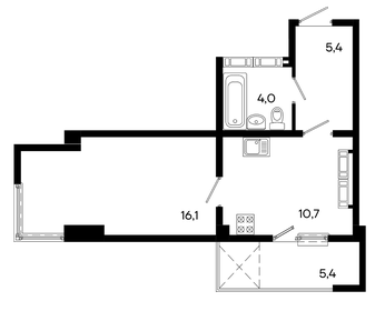 Квартира 41,6 м², студия - изображение 1